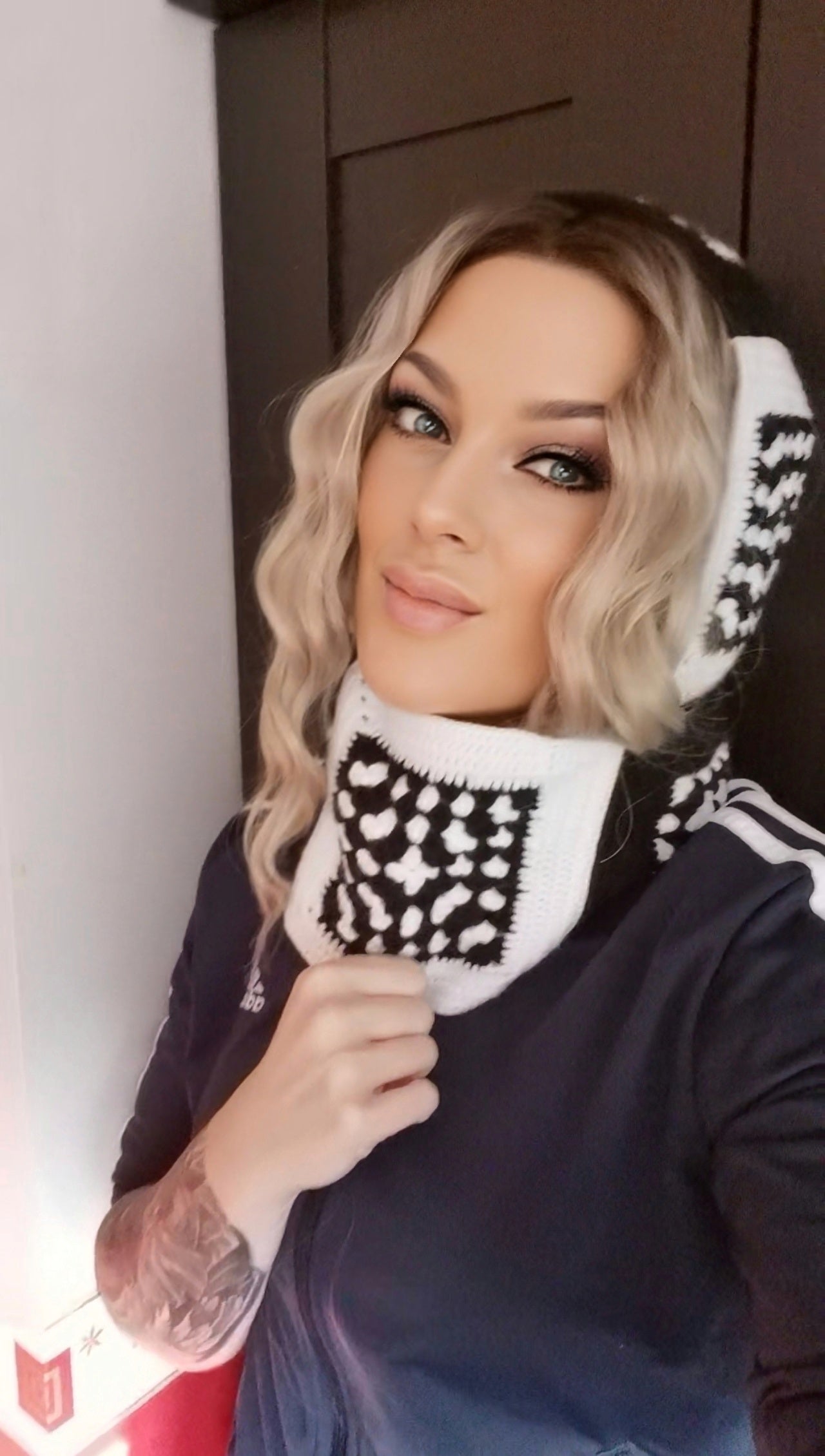 Crochet Women's Granny Square Balaclava Black and White