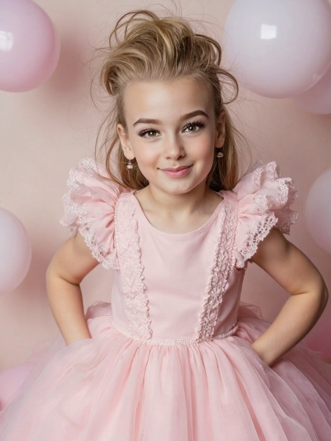 "Princess Pink Tulle Dress For Girls"