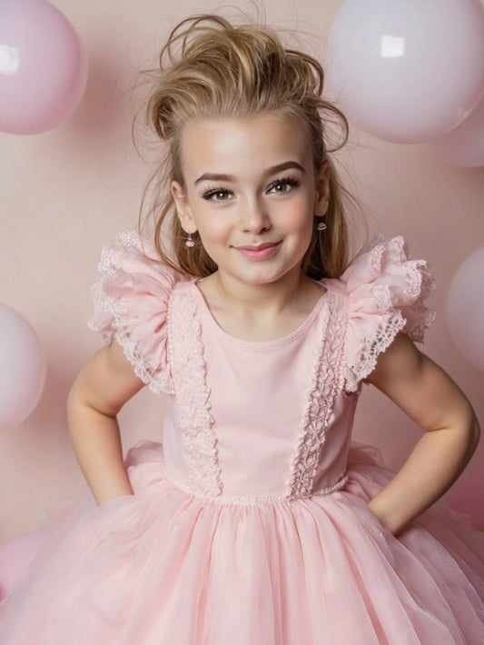 "Princess Pink Tulle Dress For Girls"