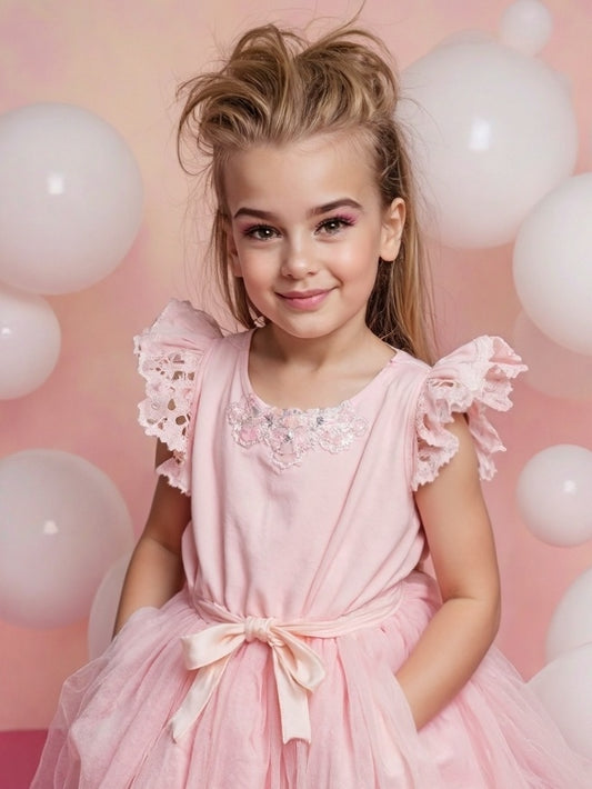"Princess Pink Tulle Dress For Girls"